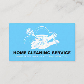 Carte De Visite Blue Home Cleaning Service Janitorial Maid
