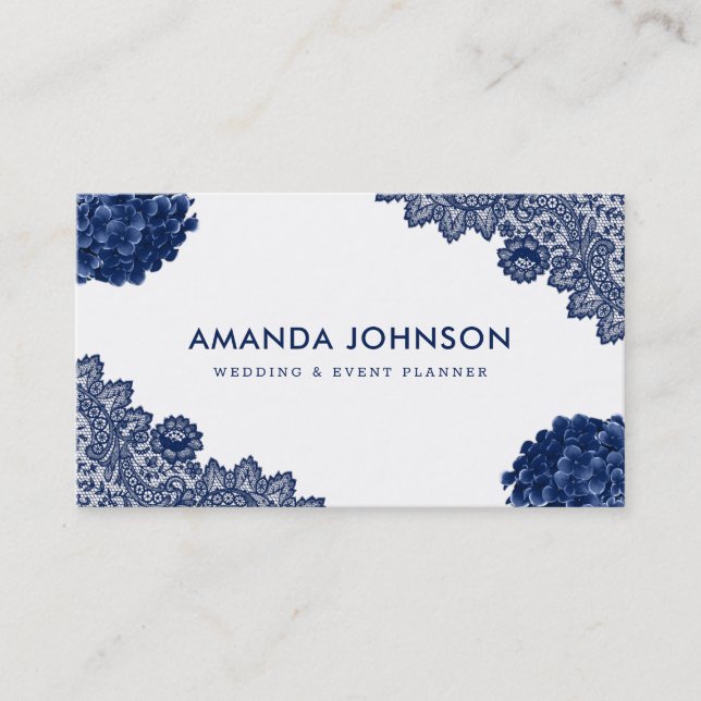 Carte De Visite Blue Lace Hydrangea Floral Mariage Planificateur d (Devant)