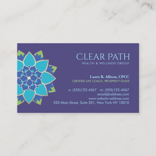 Carte De Visite Blue Lotus Wellness Counselor and Natural Health (Devant)