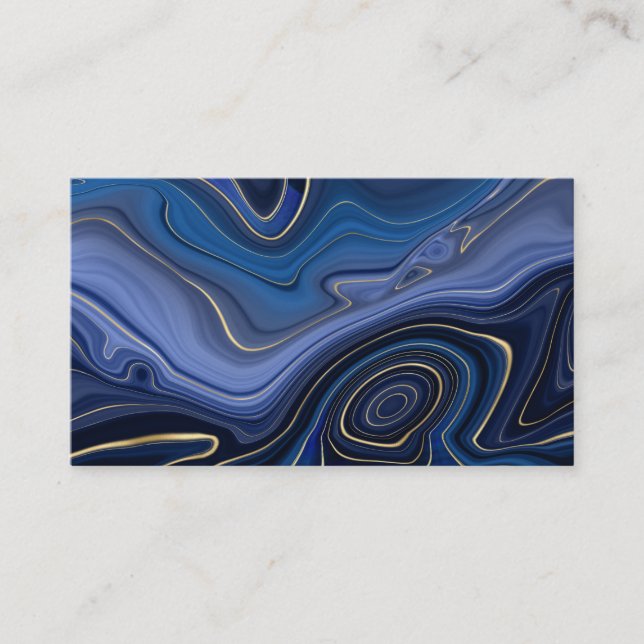 Carte De Visite Blue Malachite Golden Accents Luxury Chic Gemstone (Devant)