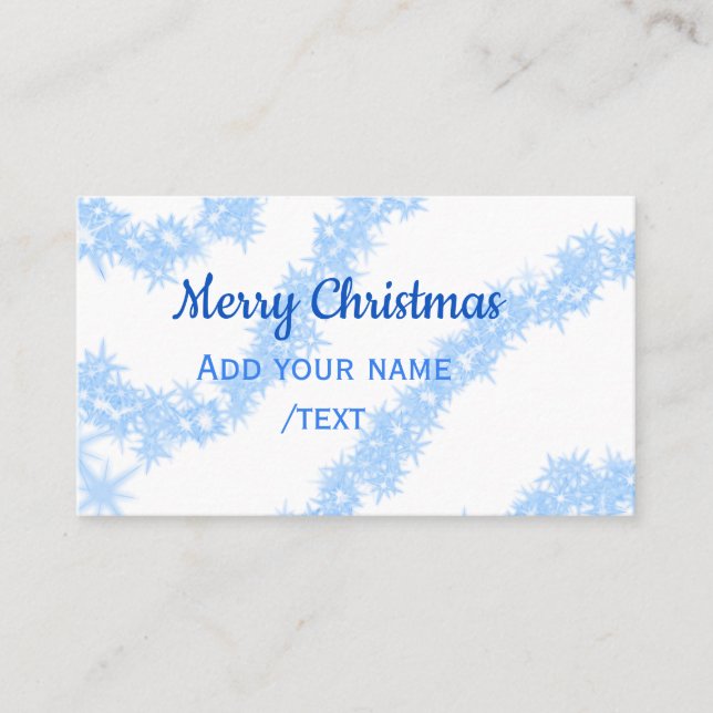 Carte De Visite Blue merry noël scintillant lignes de parties scin (Devant)