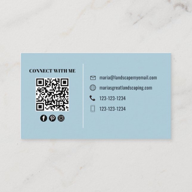 Carte De Visite Blue Modern Photo QR Code Custom (Dos)