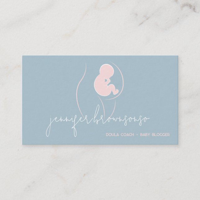 Carte De Visite Blue Pink unique Doula Entraîneur de naissance Pre (Devant)