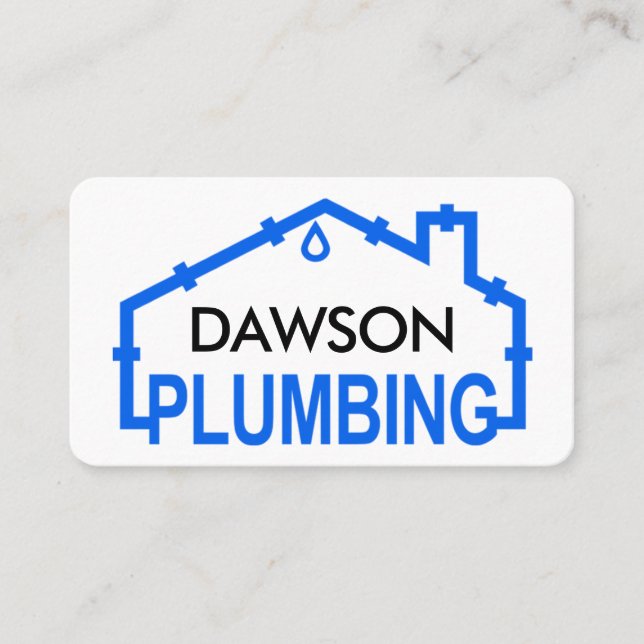 Carte De Visite Blue PLUMBING Home Pipe Frame (Devant)
