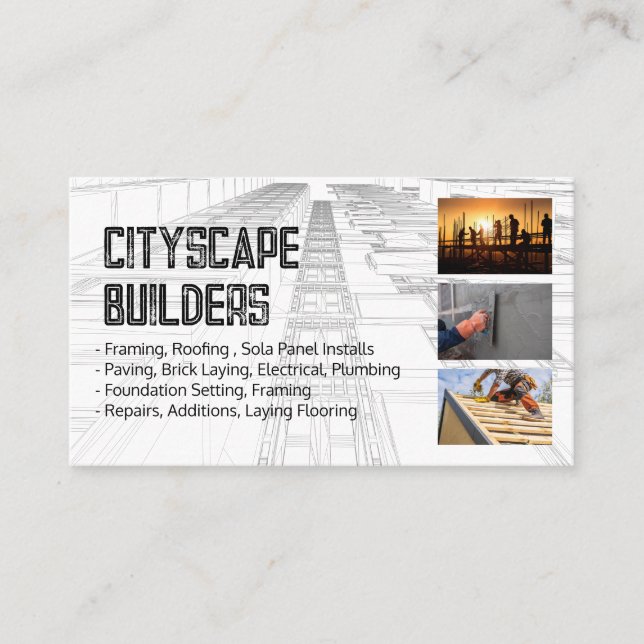 Carte De Visite Blue Prints | Construction Contractors (Devant)