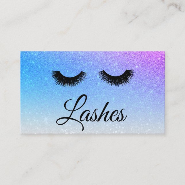Carte De Visite *~* BLUE PURPLE Lashes Extensions Girls Parties sc (Devant)