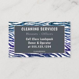 Carte De Visite Blue Purple Zebra Print Parties scintillant Cleani