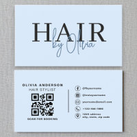Blue QR Code Hair Stylliste Typographie moderne
