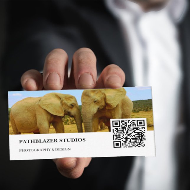 Carte De Visite Blue Sky African Elephant | Photographie de la fau (Créateur téléchargé)