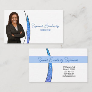 Carte De Visite Blue Sliver de Faux Parties scintillant Photo prof