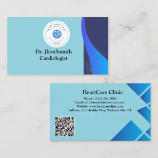 Carte De Visite Blue theme Customized Logo QR Doctor