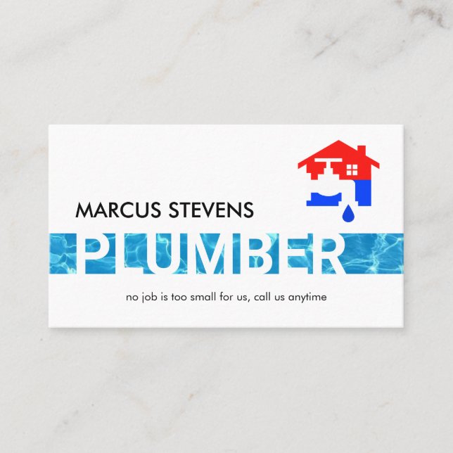 Carte De Visite Blue Water Plumber Reflection Layer (Devant)