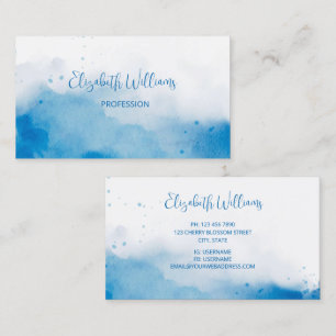 Carte De Visite Blue Watercolor