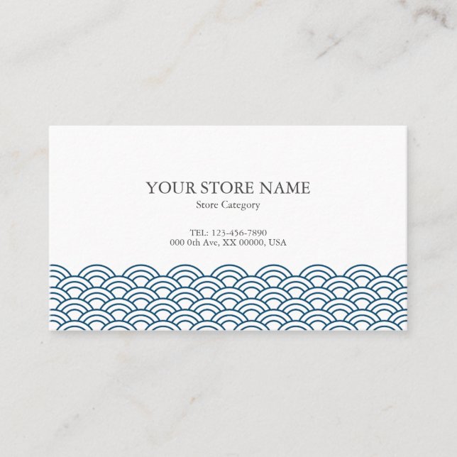 Carte De Visite Blue Waves "Seigaiha" WAGARA 名刺 (Devant)