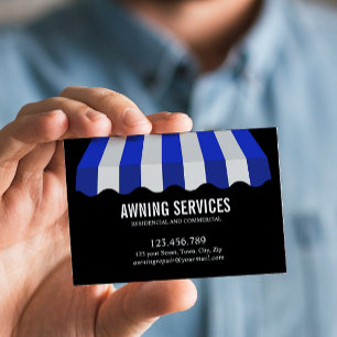 Carte De Visite Blue White Awning Services Nettoyage professionnel