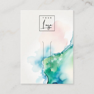 Carte De Visite Blush bleu-vert pince à cheveux en agate aquarelle