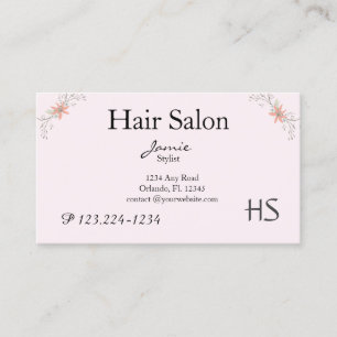 Carte De Visite Blush Floral, Salon Des Cheveux, Salon De Beauté