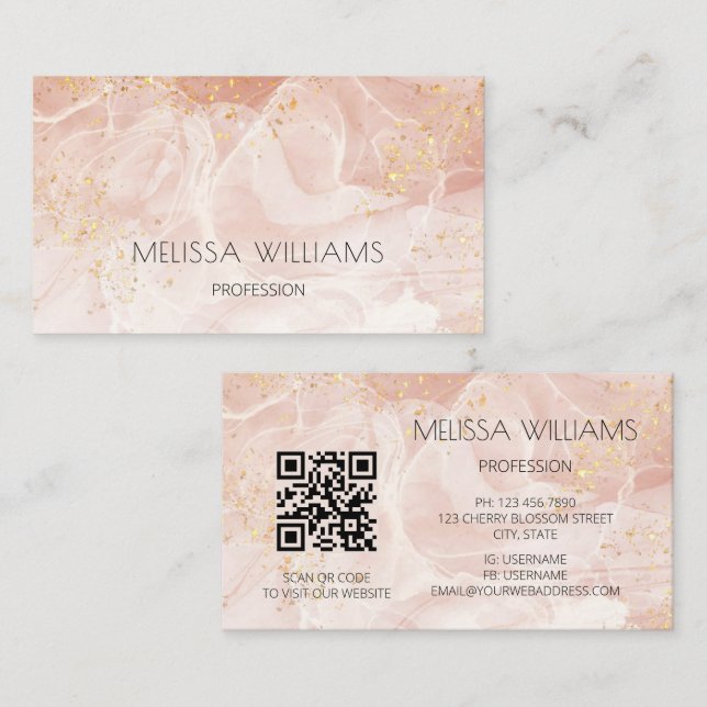 Carte De Visite Blush Gold Glitter (Devant / Derrière)