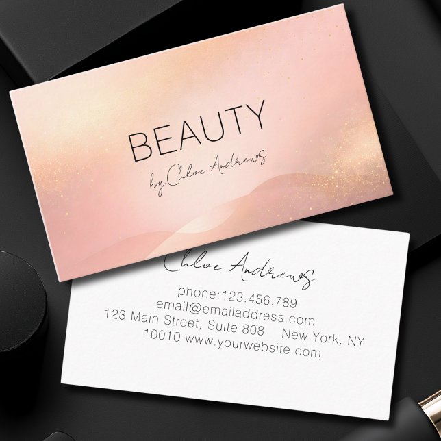 Carte De Visite Blush Gold Glow Gradient Salon  (Blush Gold Glow Gradient Salon Business Card)