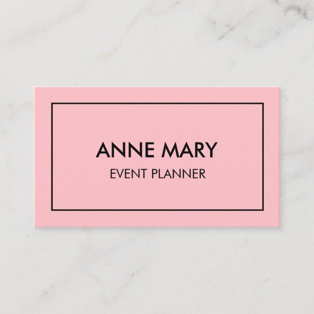 Carte De Visite Blush Pink Girly Trendy Event Planner Modern Cool (Devant)