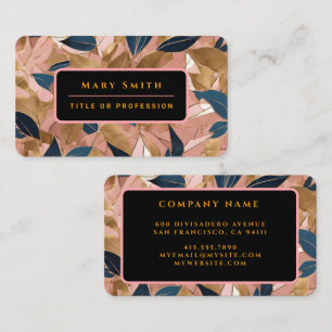 Carte De Visite Blush Pink Gold Boho Collection Feuille populaire