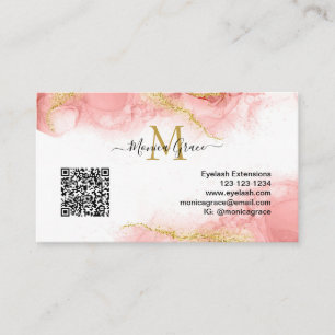 Carte De Visite Blush Pink Gold QR Code Logo personnalisé Agate Mo