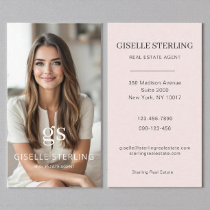 Carte De Visite Blush Pink Real Agent Photo Professional
