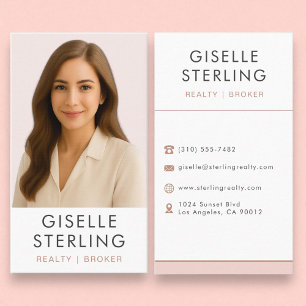 Carte De Visite Blush Pink Real Estate Broker Professional Élégant