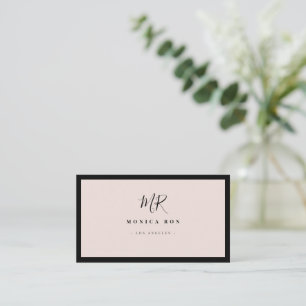 Carte De Visite Blush Rose Clair Monogramme Minimal Luxe Élégant B