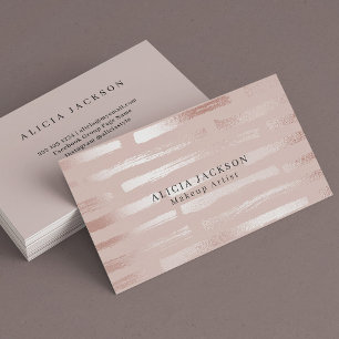 Carte De Visite Blush Rose Faux Rose Gold Elegant Artiste maquilla