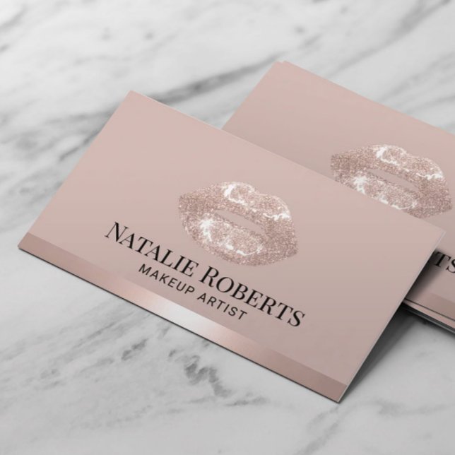 Carte De Visite Blush Rose Gold Lips Maquillage Artiste Beauté Sal (Créateur téléchargé)