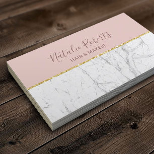 Carte De Visite Blush Rose Gold & Marbre blanc Salon de beauté mod