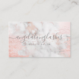 Carte De Visite Blush rose gold pailleté marbre rose féminin