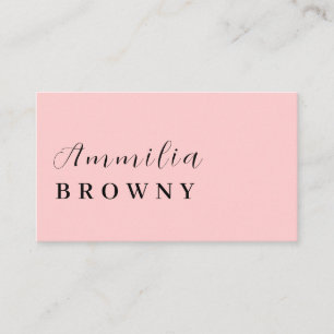 Carte De Visite Blush Rose Script   Élégant Moderne Minimaliste 