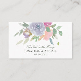 Carte De Visite Blush rose violet simple Floral Mariage chrétien