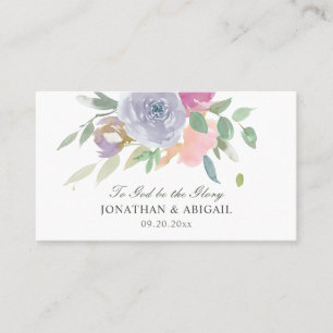 Carte De Visite Blush rose violet simple Floral Mariage chrétien