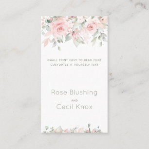 Carte De Visite Blushing Roses 2 Mariages Customisez-Vous