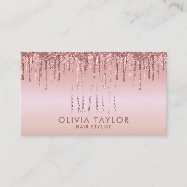 Carte De Visite Bobby Pins Coiffeur Stylo Salon de coiffure Coiffe (Devant)