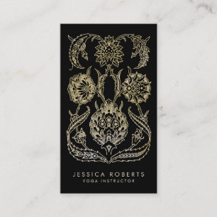 Carte De Visite Bohème Black Gold Look Floral moderne