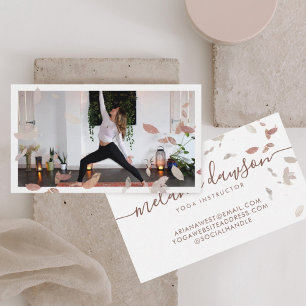 Carte De Visite Bohème Naturel Pressé Feuille Yoga Photo