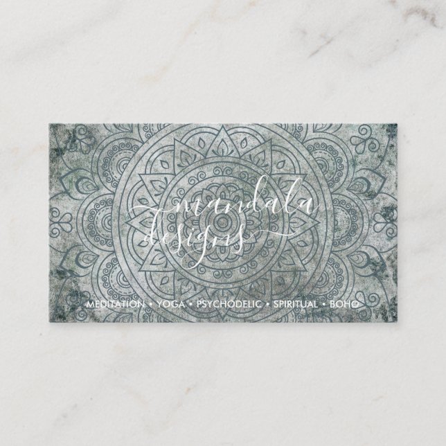 Carte De Visite Bohemian Spiritual Green Mandala Boho (Devant)