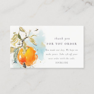 Carte De Visite Boho Abstrait Sketchy Merci Orange Pour Commande