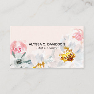 Carte De Visite Boho Aquarelle florale Coiffure Beauté personnalis