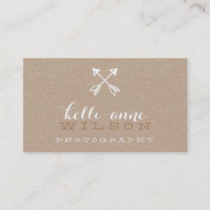 Carte De Visite BOHO ARROW LOGO rustique moderne kraft blanc