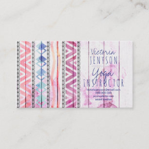 Carte De Visite Boho aztec bois aquarelle moniteur de yoga