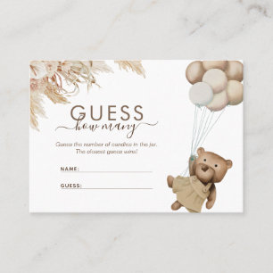 Carte De Visite Boho Bear Devine Combien De Baby showers Jeu