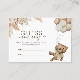 Carte De Visite Boho Bear Devine Combien De Baby showers Jeu