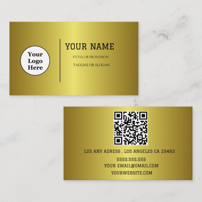 Carte De Visite Boho Beige Calligraphie Script code QR (Devant / Derrière)