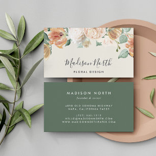 Carte De Visite Boho Blooms Aquarelle Florale Script de calligraph