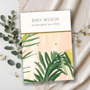 Carte De Visite Boho Blush Green Tropical Palm Feuilles 2 oreille